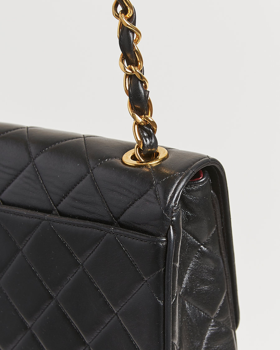 Herren | Chanel Pre-Owned Classic Flap Bag Deca Squared Lambskin Black | Chanel Pre-Owned | Classic Flap Bag Deca Squared Lambskin Black