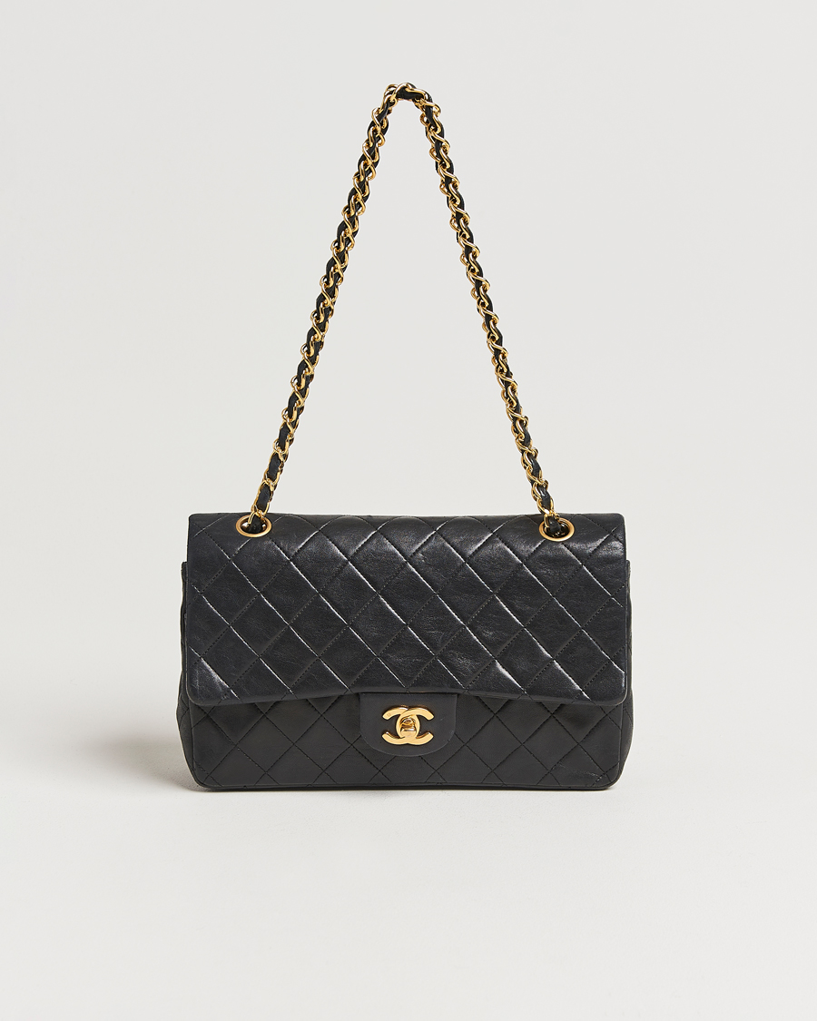 Herren | Chanel Pre-Owned Classic Medium Double Flap Bag Lambskin Black | Chanel Pre-Owned | Classic Medium Double Flap Bag Lambskin Black