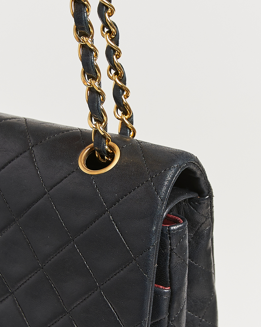 Herren | Chanel Pre-Owned Classic Medium Double Flap Bag Lambskin Black | Chanel Pre-Owned | Classic Medium Double Flap Bag Lambskin Black