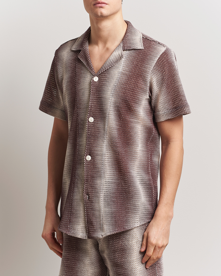 Herren | Hemden | OAS | Short Sleeve Cuba Net Shirt Merlot Echo
