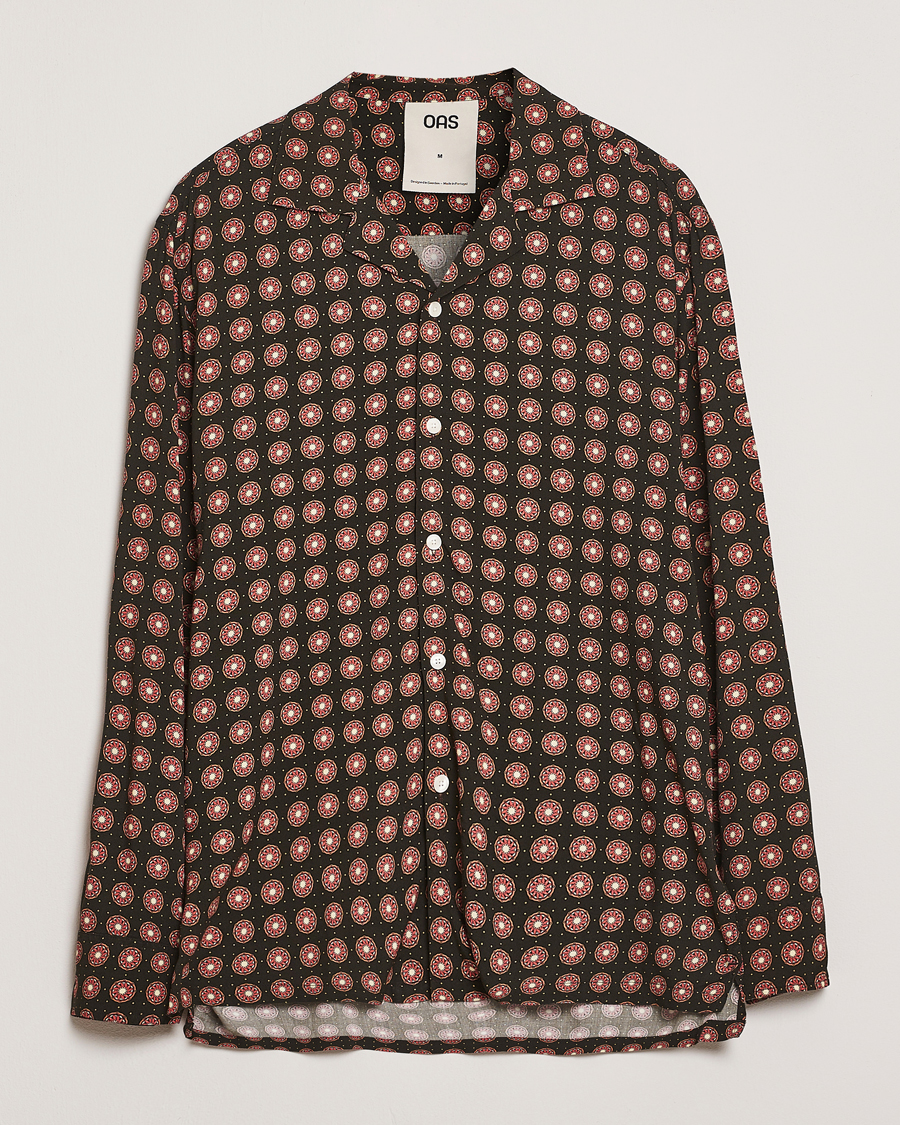 Herren | Hemden | OAS | Long Sleeve Resort Viscose Shirt Coffe Lumo