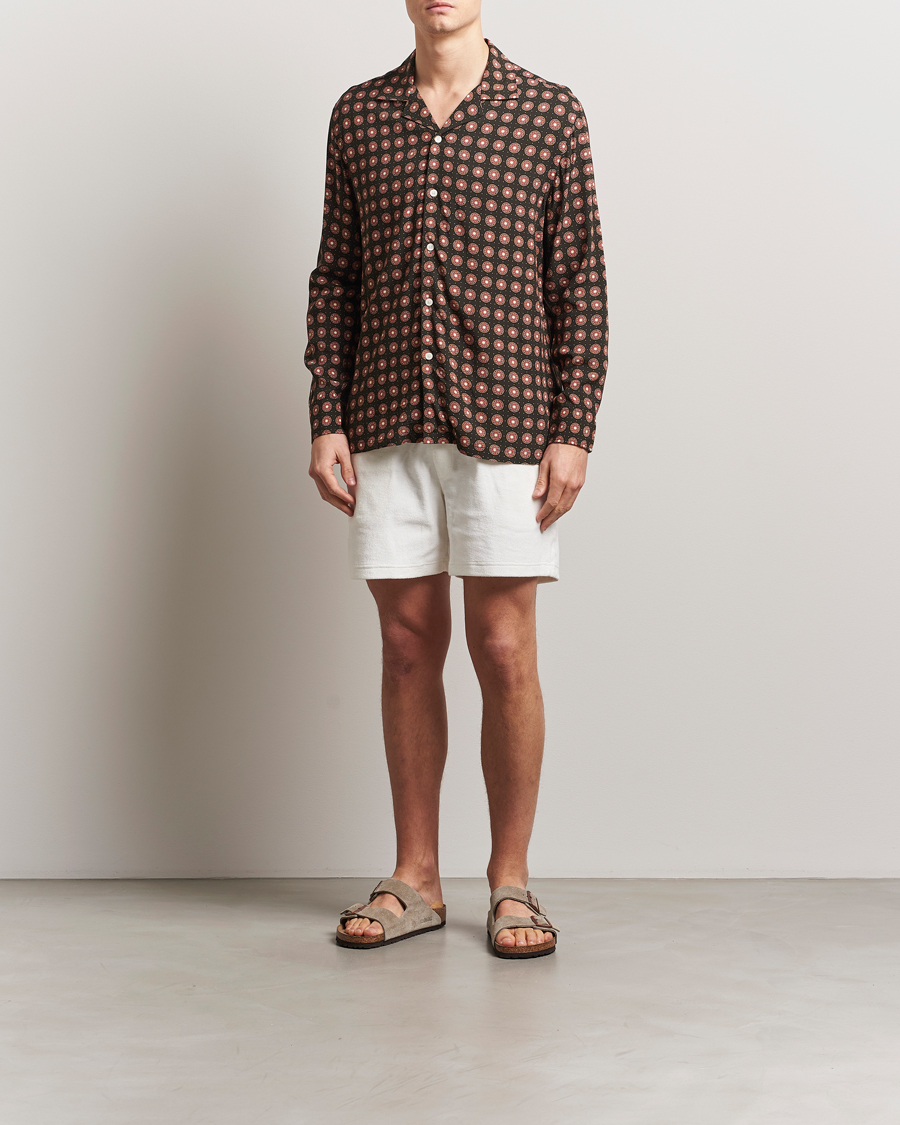 Herren | Hemden | OAS | Long Sleeve Resort Viscose Shirt Coffe Lumo