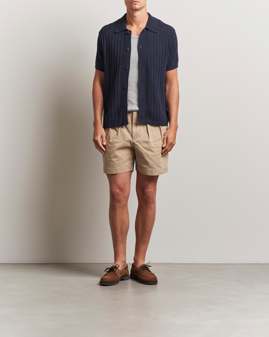 Herren | Hemden | LES DEUX | Floyd Knitted Linen Short Sleeve Shirt Dark Navy