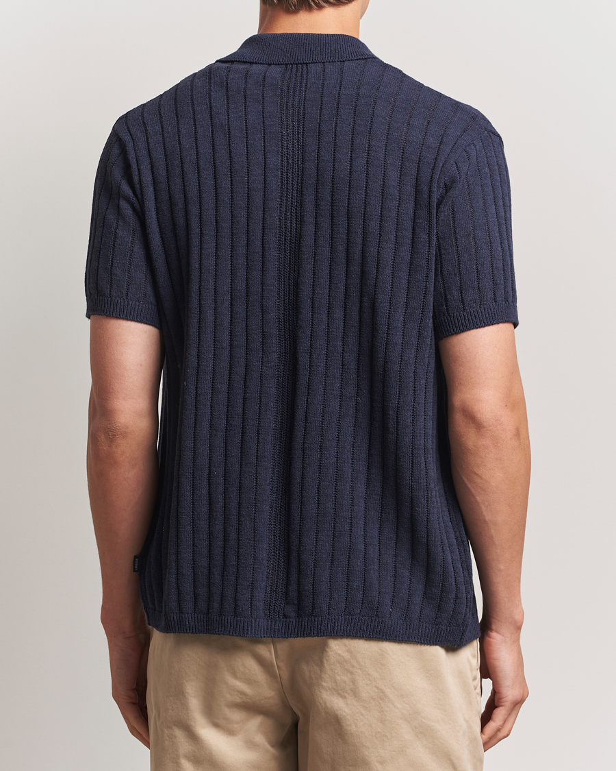 Herren | Hemden | LES DEUX | Floyd Knitted Linen Short Sleeve Shirt Dark Navy