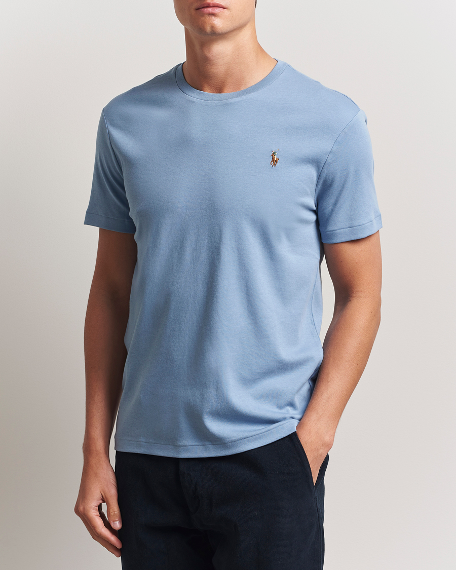 Herren | T-Shirts | Polo Ralph Lauren | Luxury Pima Cotton Crew Neck T-Shirt Channel Blue
