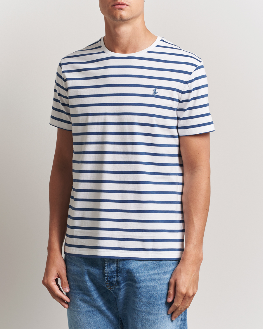 Herren | T-Shirts | Polo Ralph Lauren | Custom Slim Fit Striped Tee White/Old Royal