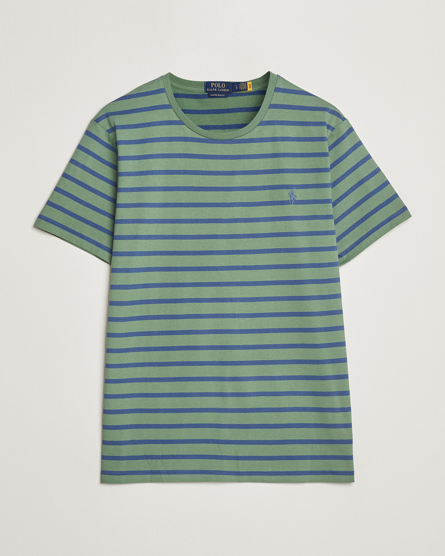 Herren | T-Shirts | Polo Ralph Lauren | Custom Slim Fit Striped Tee Green/Old Royal