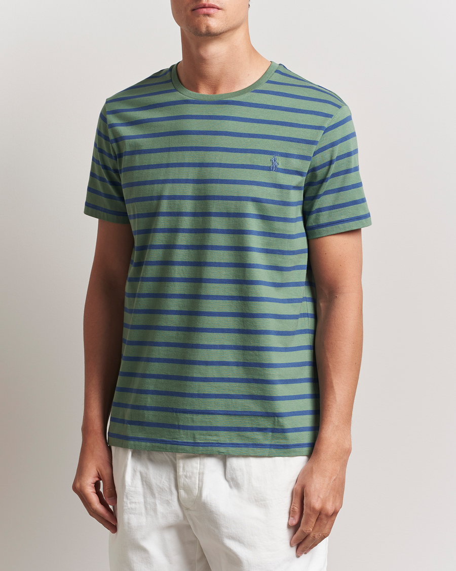 Herren | T-Shirts | Polo Ralph Lauren | Custom Slim Fit Striped Tee Green/Old Royal