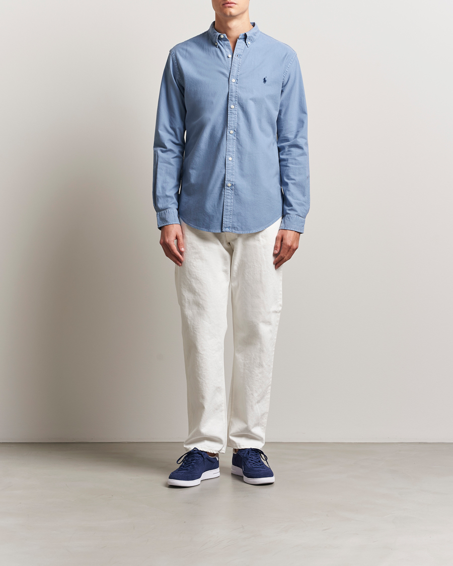 Herren | Hemden | Polo Ralph Lauren | Slim Fit Garment Dyed Oxford Shirt Channel Blue