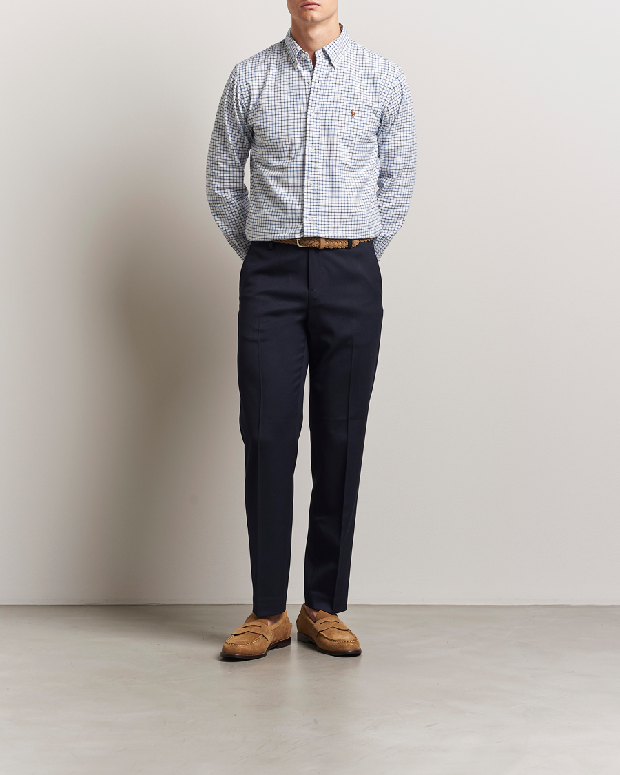 Herren | Hemden | Polo Ralph Lauren | Custom Fit Checked Oxford Shirt White/Blue Multi