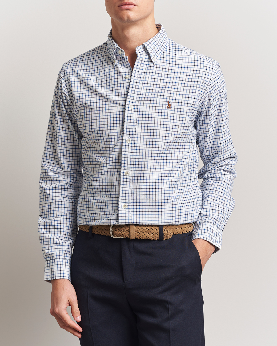 Herren | Hemden | Polo Ralph Lauren | Custom Fit Checked Oxford Shirt White/Blue Multi