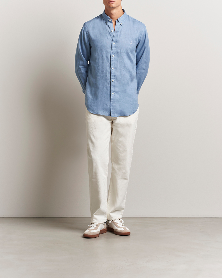 Herren | Hemden | Polo Ralph Lauren | Slim Fit Linen Shirt Channel Blue