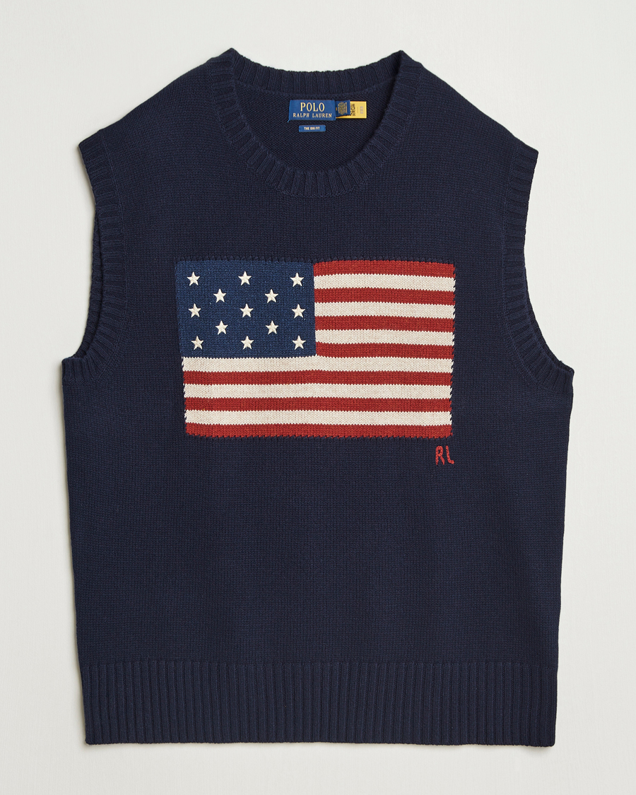 Herren | Pullover | Polo Ralph Lauren | US Flag Cotton/Wool Vest Hunter Navy