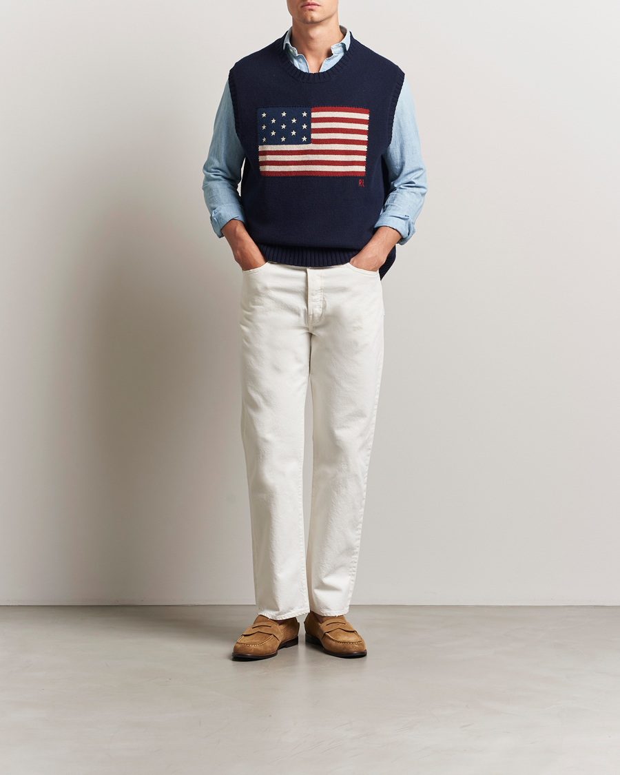 Herren | Pullover | Polo Ralph Lauren | US Flag Cotton/Wool Vest Hunter Navy