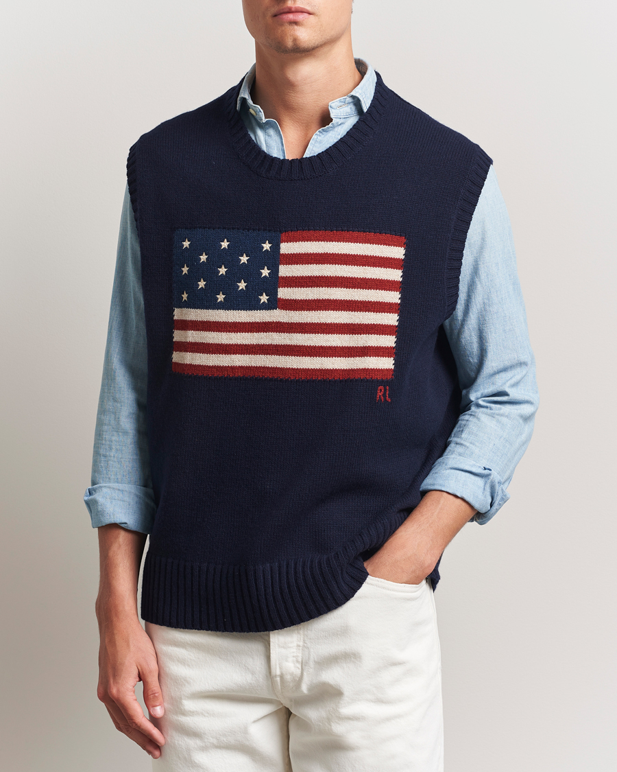 Herren | Pullover | Polo Ralph Lauren | US Flag Cotton/Wool Vest Hunter Navy