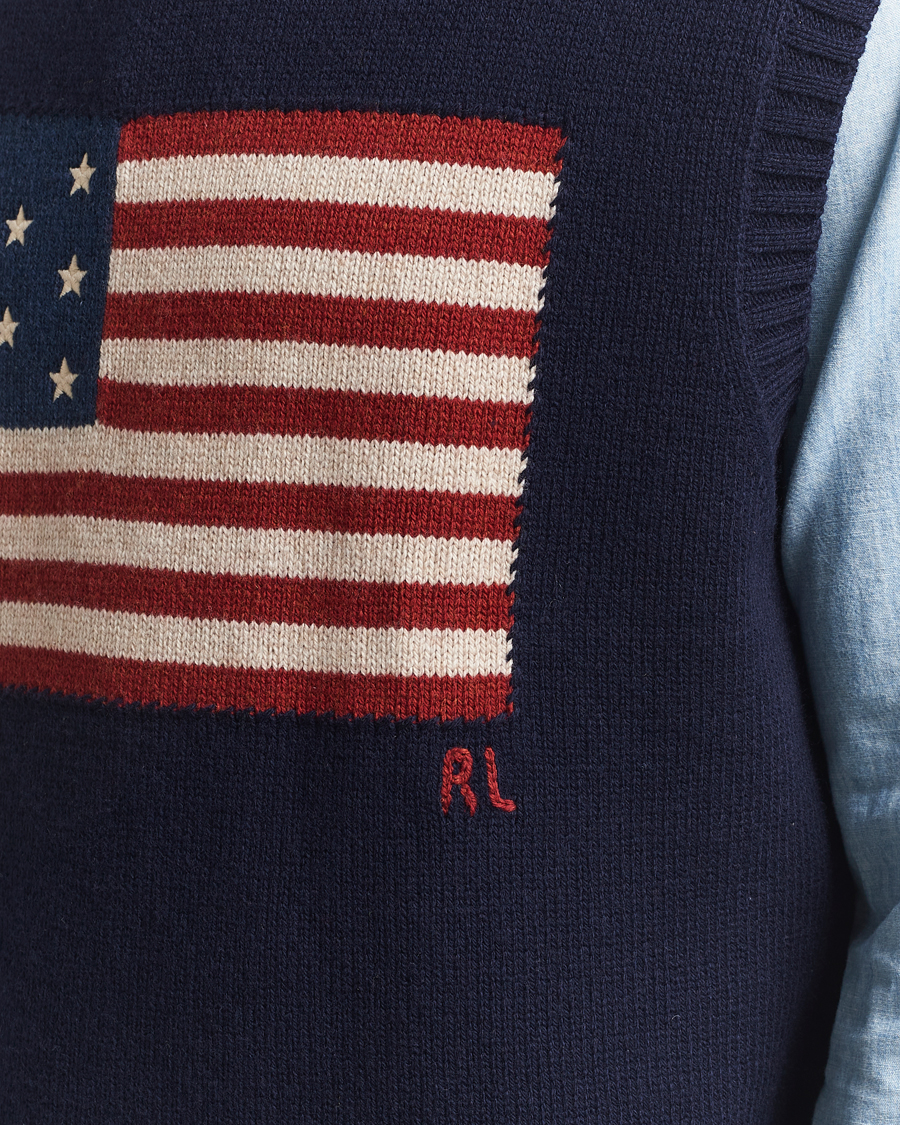 Herren | Pullover | Polo Ralph Lauren | US Flag Cotton/Wool Vest Hunter Navy