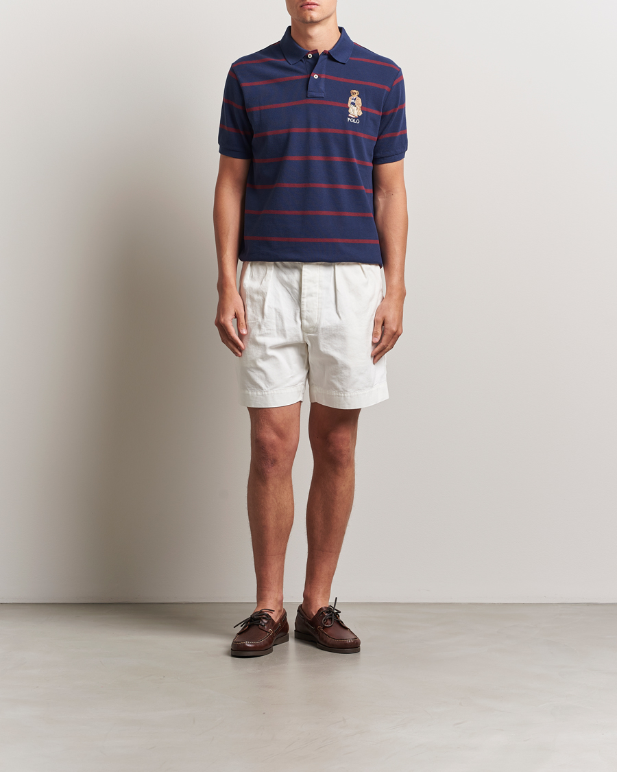 Herren | Poloshirts | Polo Ralph Lauren | Custom Slim Fit Bear Striped Polo Navy/Heritage Bear