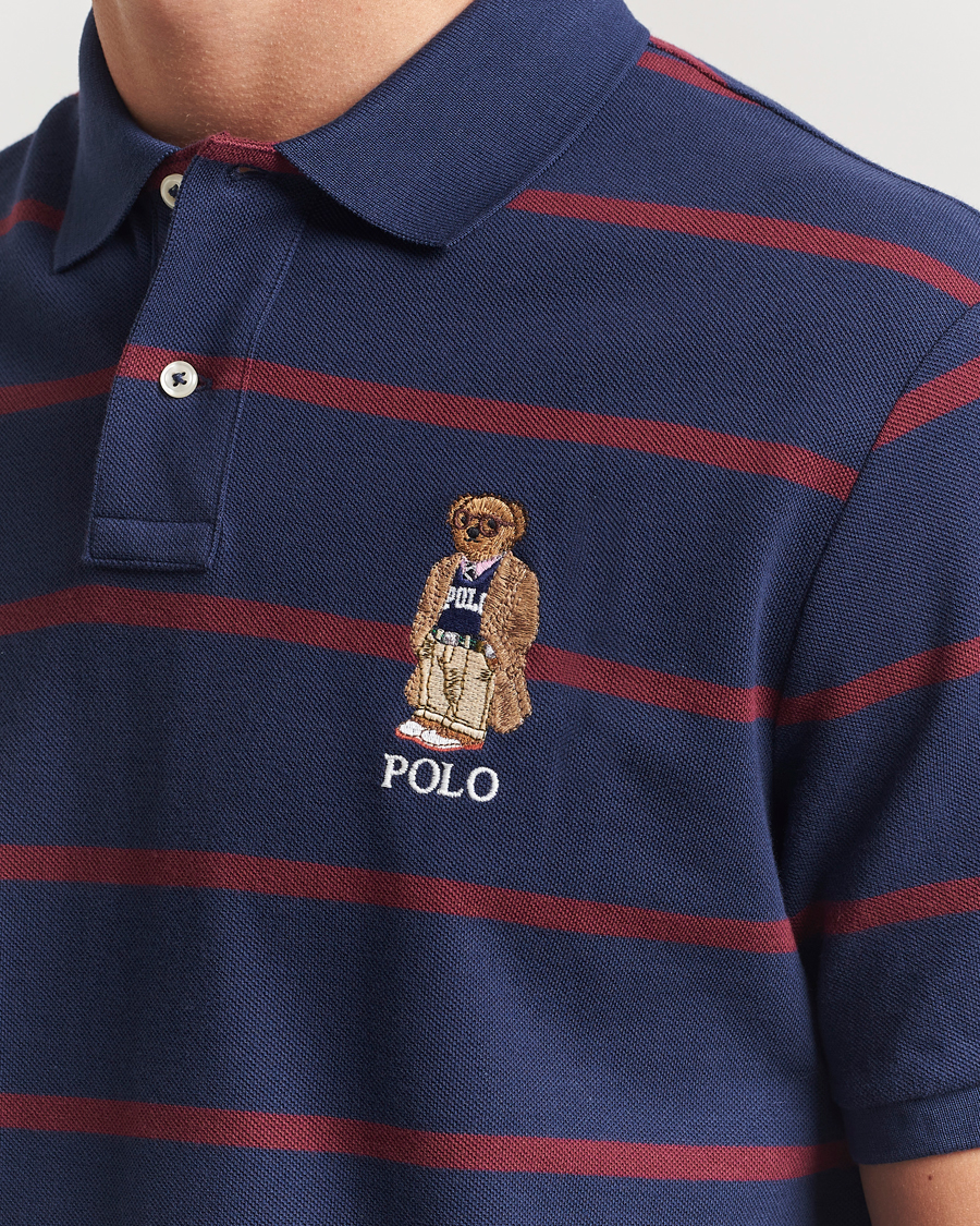 Herren | Poloshirts | Polo Ralph Lauren | Custom Slim Fit Bear Striped Polo Navy/Heritage Bear
