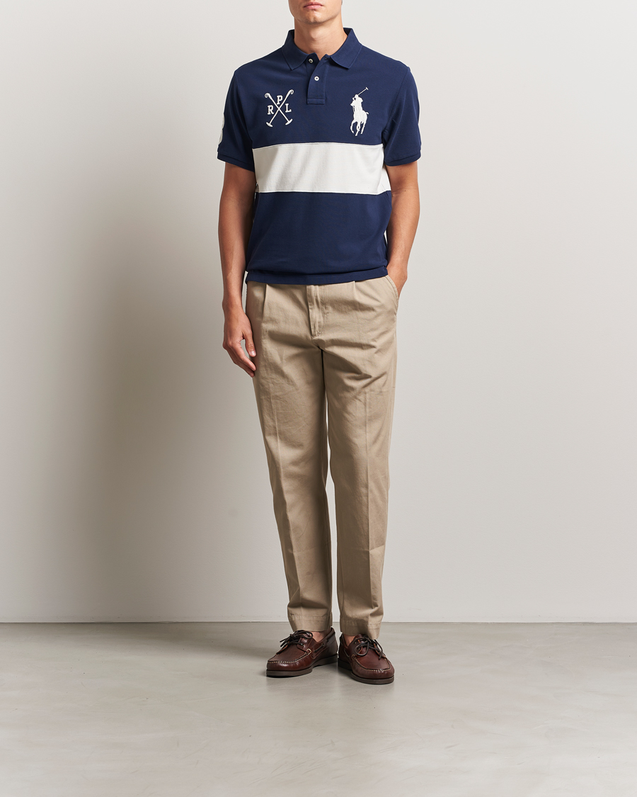 Herren | Poloshirts | Polo Ralph Lauren | Custom Slim Block Stripe Polo Newport Navy/Nevis