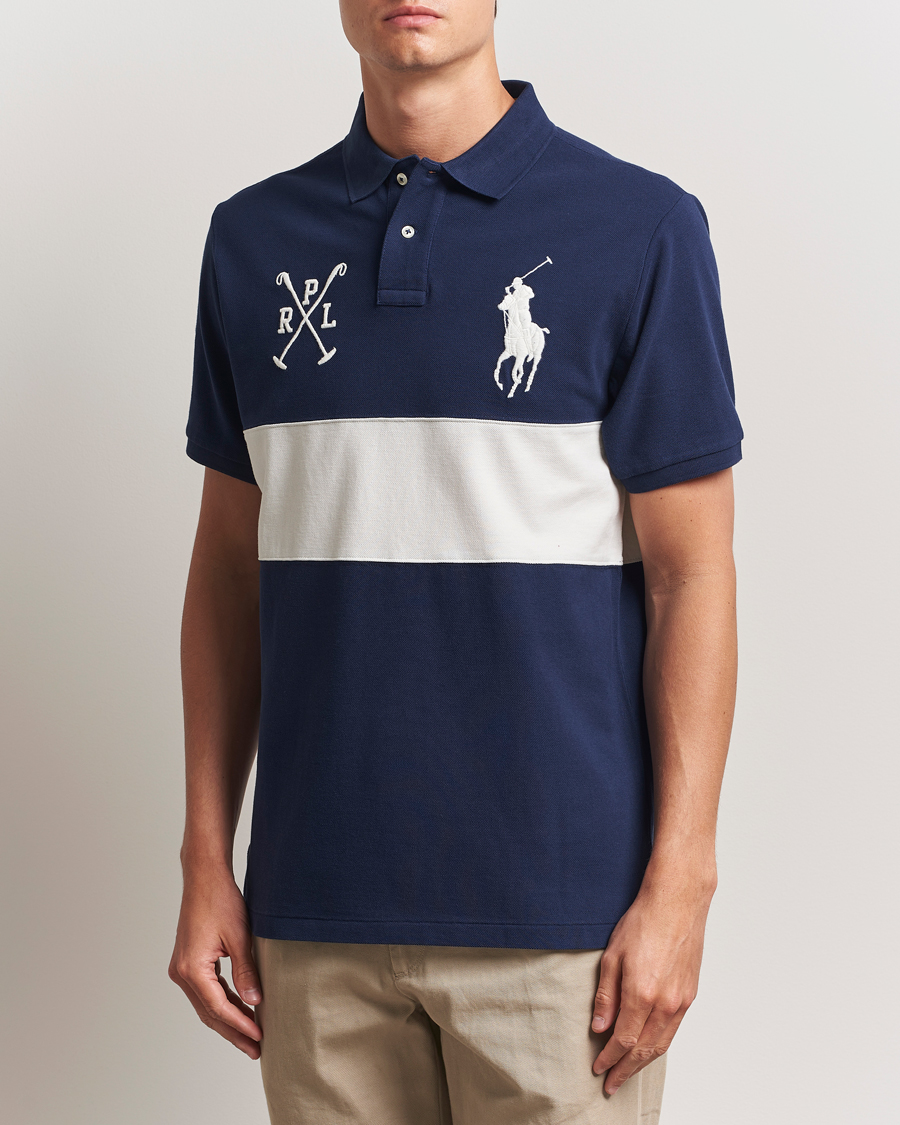 Herren | Poloshirts | Polo Ralph Lauren | Custom Slim Block Stripe Polo Newport Navy/Nevis