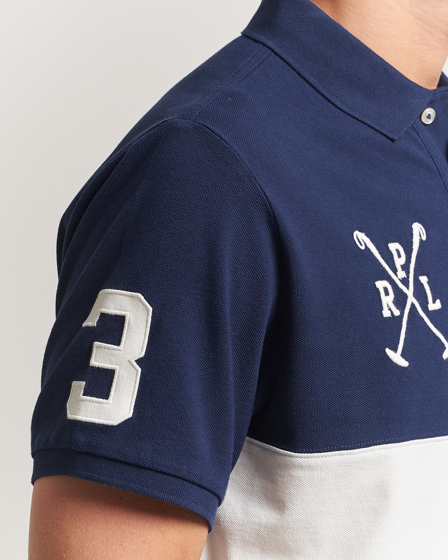 Herren | Poloshirts | Polo Ralph Lauren | Custom Slim Block Stripe Polo Newport Navy/Nevis