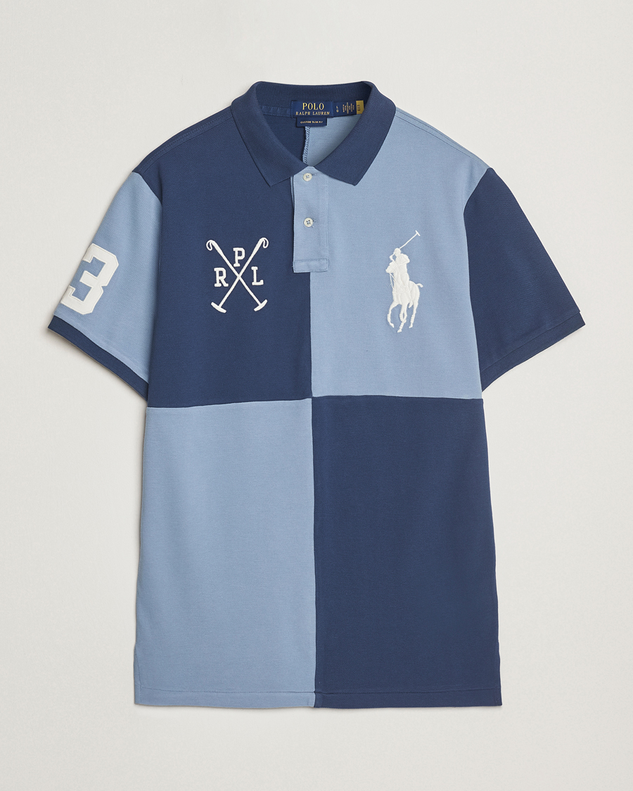 Herren | Poloshirts | Polo Ralph Lauren | Custom Slim Check Polo Rustic Navy/Channel Blue
