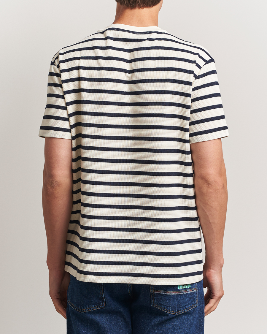 Herren | T-Shirts | GANT | Waffle Textured Striped T-Shirt Cream
