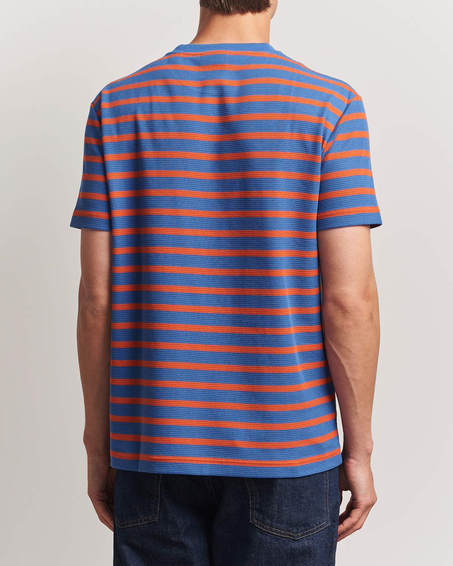 Herren | T-Shirts | GANT | Waffle Textured Striped T-Shirt Rich Blue