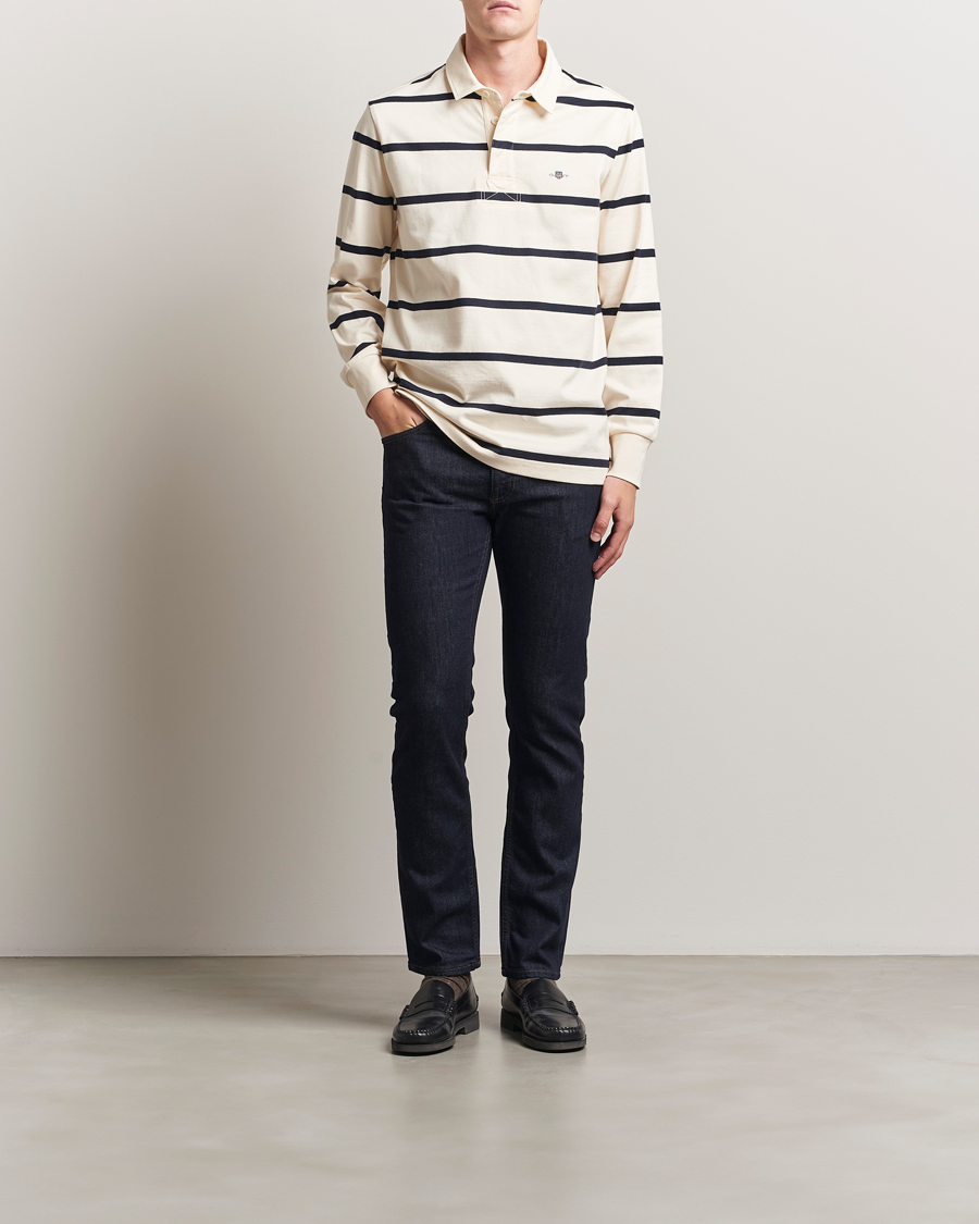 Herren | Pullover | GANT | Thin Stripe Heavy Rugger Cream