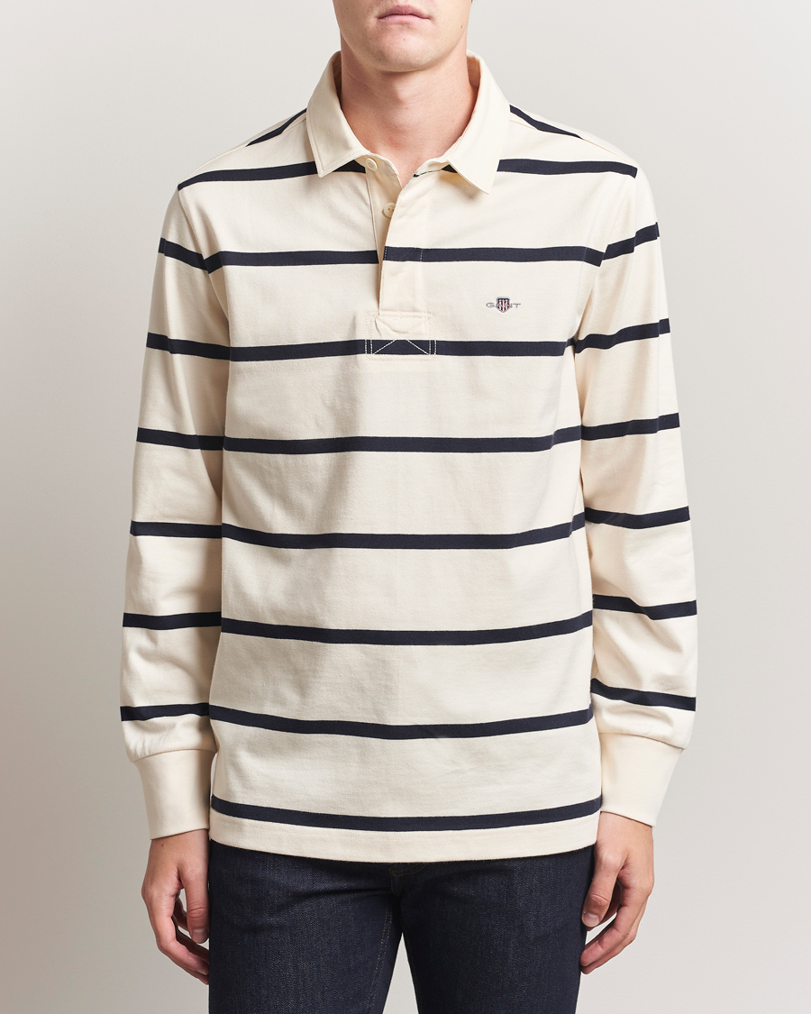 Herren | Pullover | GANT | Thin Stripe Heavy Rugger Cream