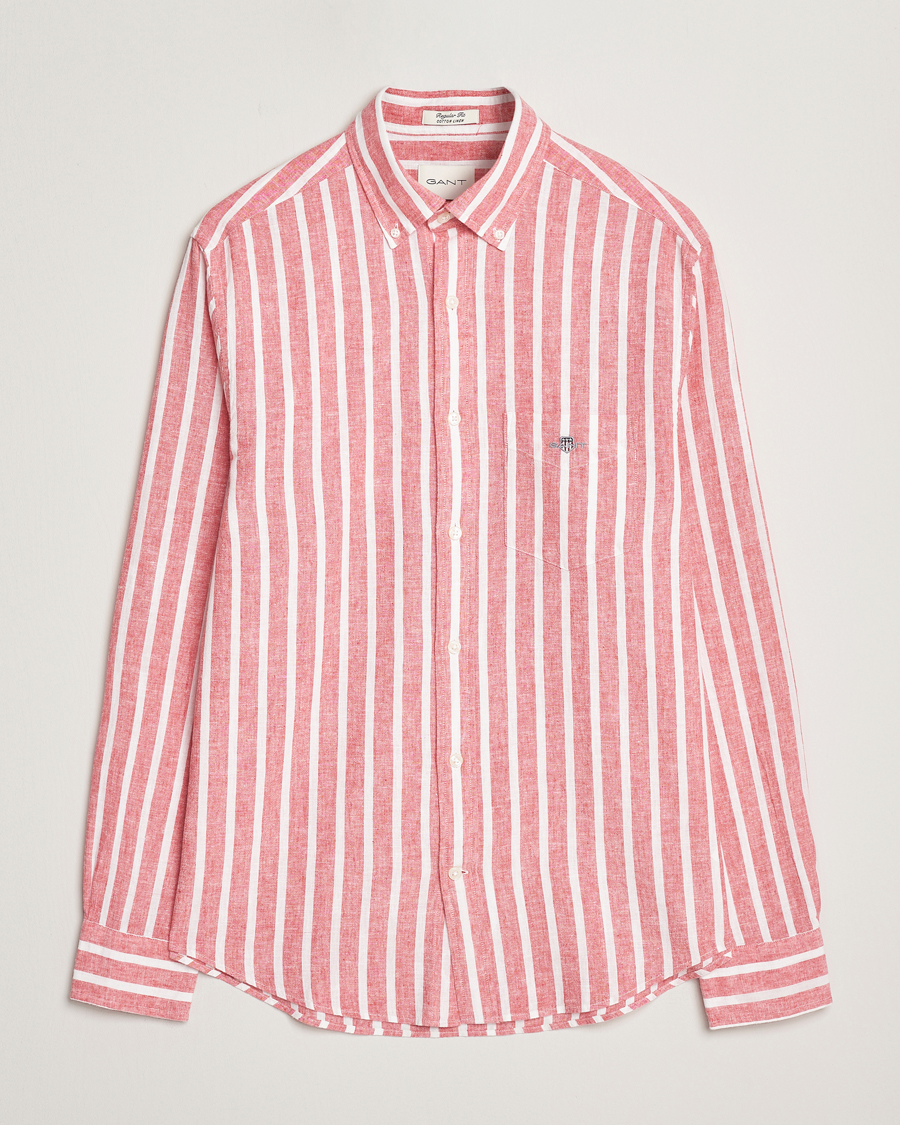 Herren | Hemden | GANT | Regular Fit Cotton/Linen Striped Shirt Watermelon Red