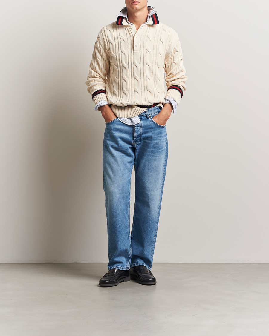 Herren | Pullover | GANT | Cable Heavy Knitted Polo Cream