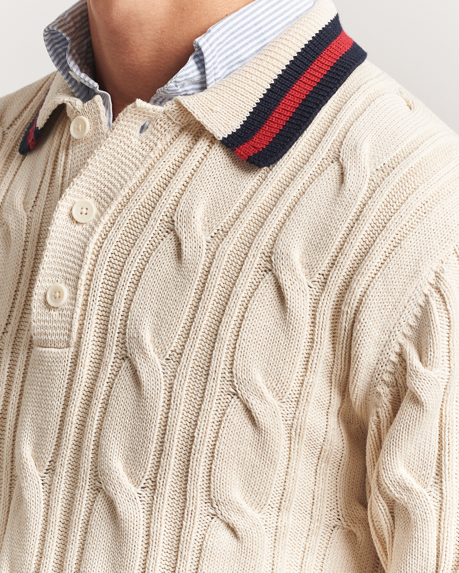 Herren | Pullover | GANT | Cable Heavy Knitted Polo Cream