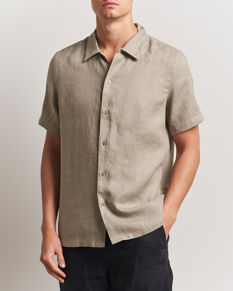 Herren | Hemden | Samsøe Samsøe | Avan Linen Short Sleeve Shirt Greige