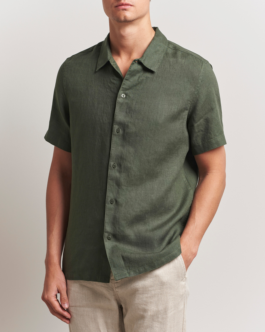 Herren | Hemden | Samsøe Samsøe | Avan Linen Short Sleeve Shirt Climbing Ivy