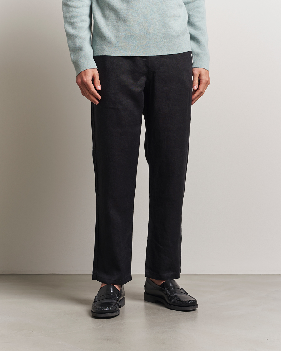 Herren | Hosen | Samsøe Samsøe | Jabari Linen Drawstring Trousers Black