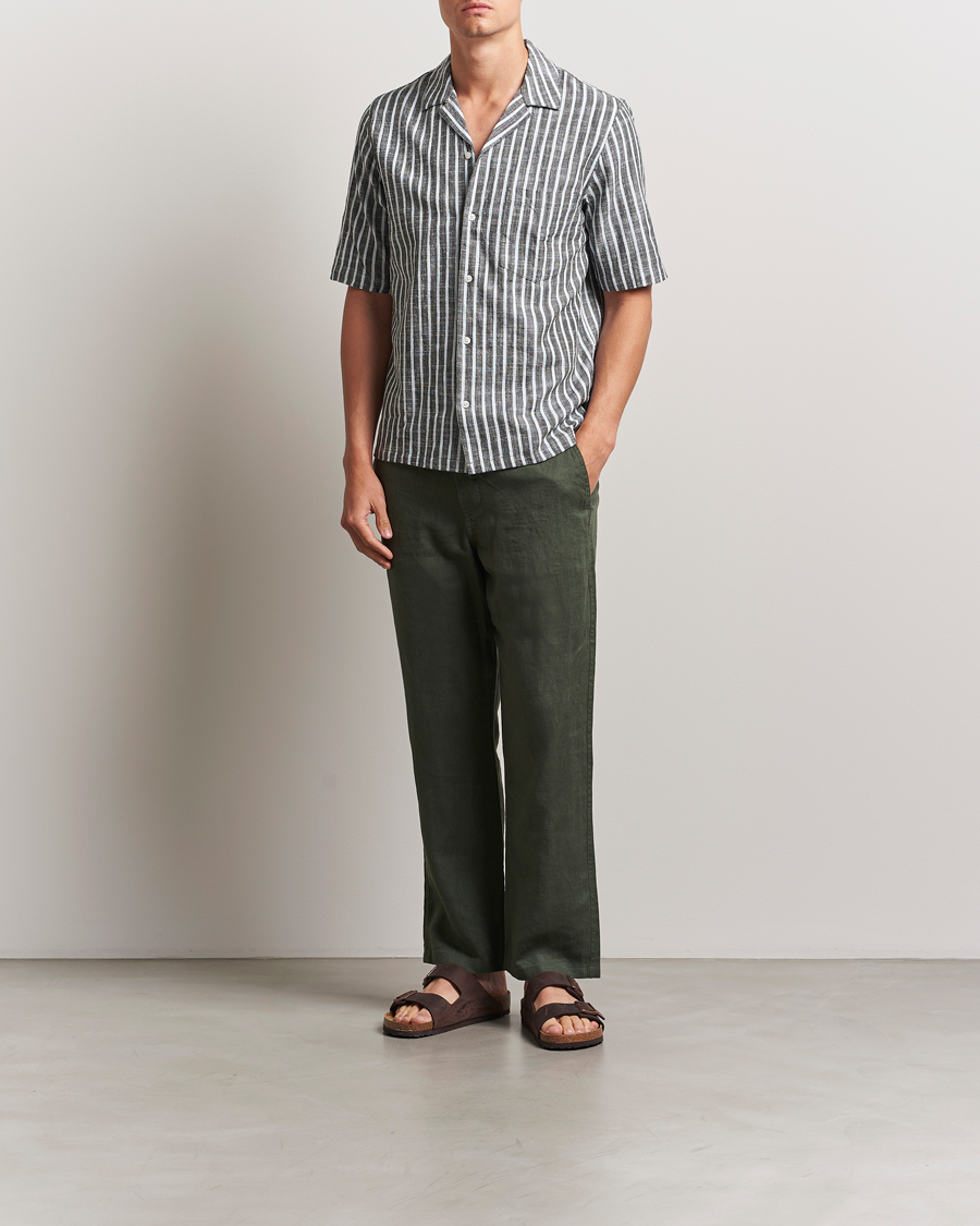 Herren | Hemden | Samsøe Samsøe | Oscar Striped Short Sleeve Shirt Climbing Ivy