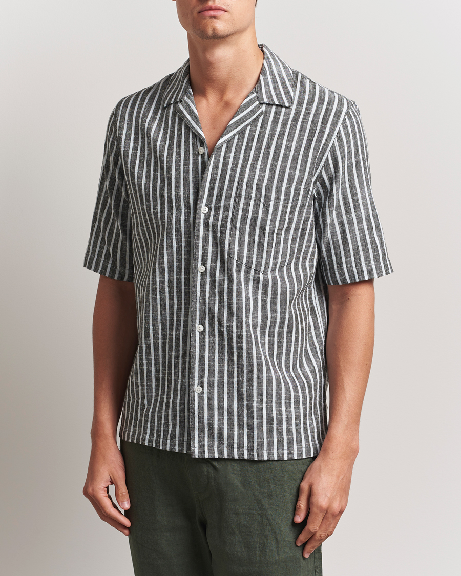 Herren | Hemden | Samsøe Samsøe | Oscar Striped Short Sleeve Shirt Climbing Ivy