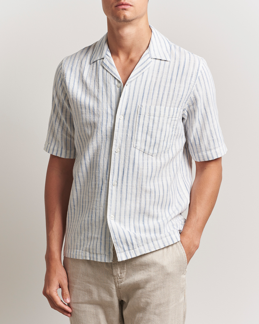 Herren | Hemden | Samsøe Samsøe | Oscar Striped Short Sleeve Shirt Clear Cream