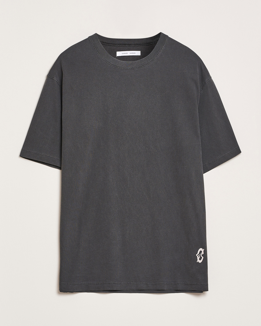 Herren | T-Shirts | Samsøe Samsøe | Printed Swirl Crew Neck T-Shirt Washed Black