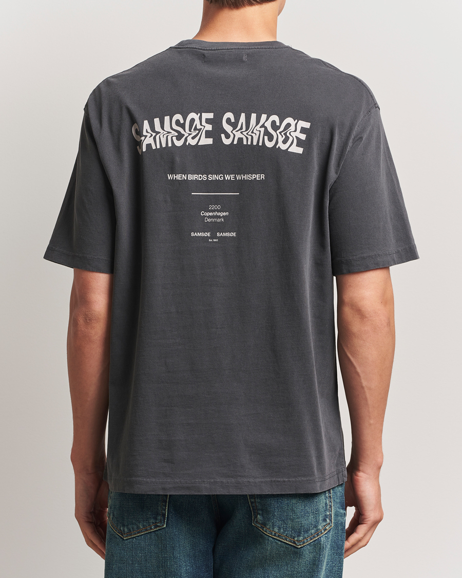 Herren | T-Shirts | Samsøe Samsøe | Printed Swirl Crew Neck T-Shirt Washed Black
