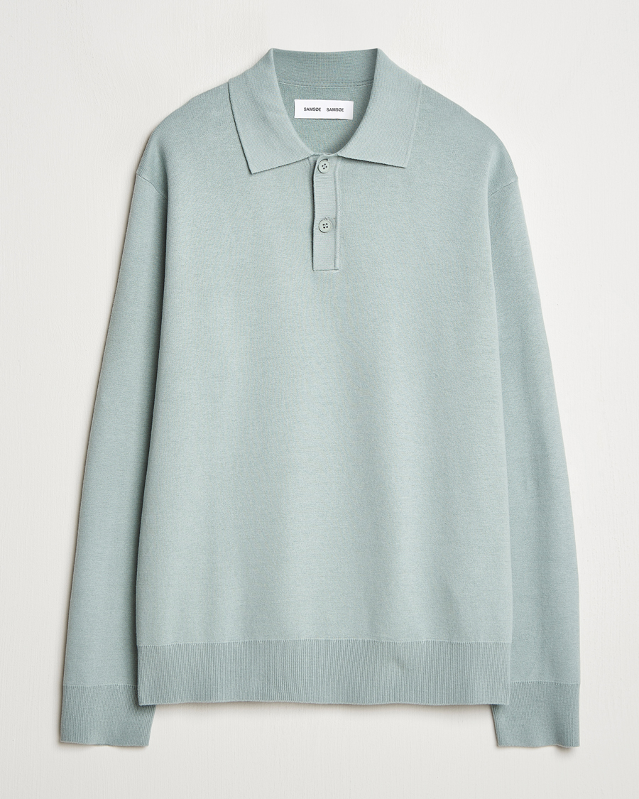 Herren | Neue Produktbilder | Samsøe Samsøe | Nino Knitted Polo Abyss Green