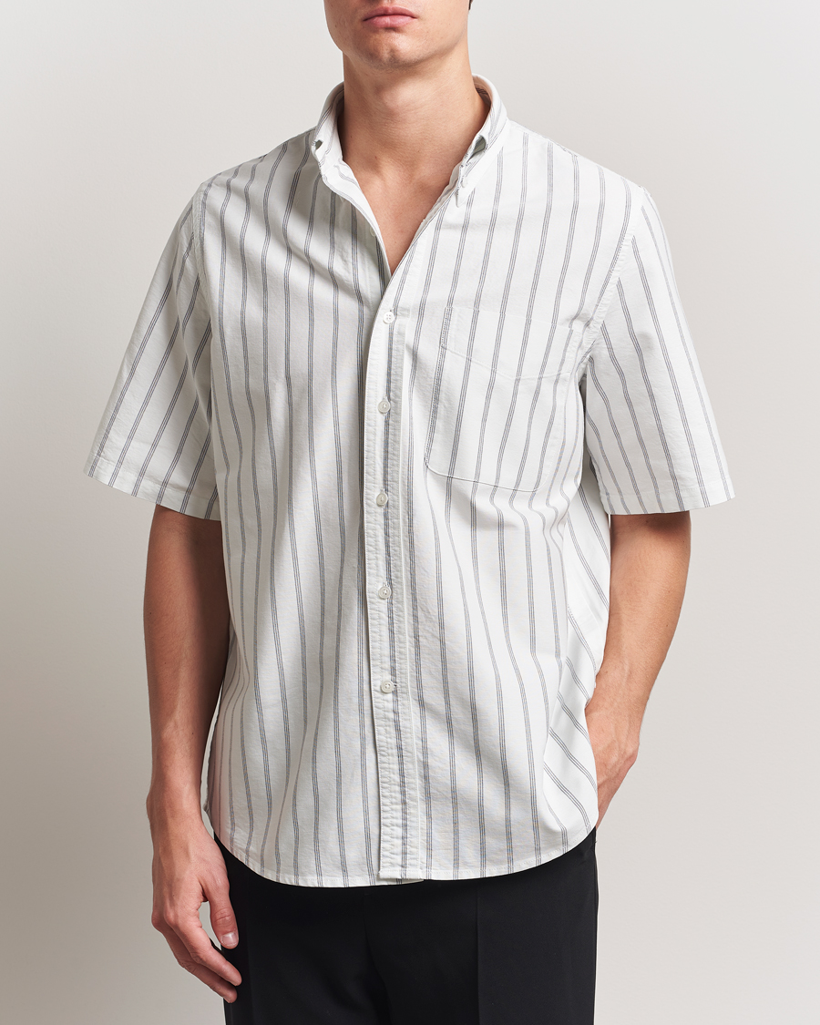 Herren | Hemden | Filippa K | Striped Oxford Short Sleeve Shirt Pale Blue/Navy
