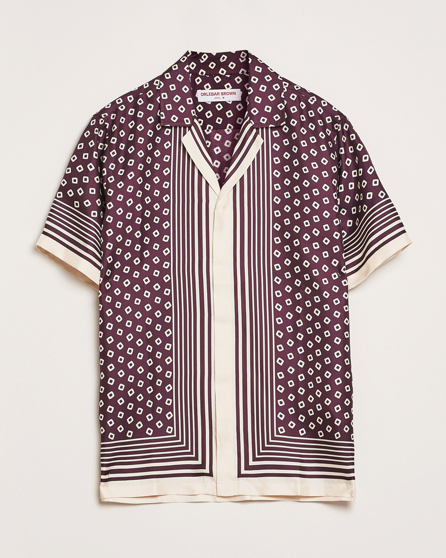 Herren | Hemden | Orlebar Brown | Maitan Silk Lumina Short Sleeve Shirt Damson/Latte