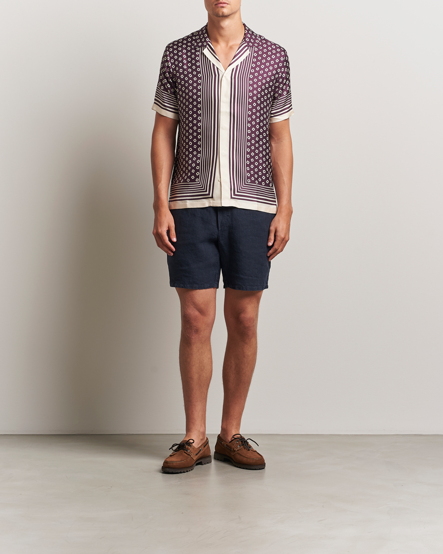 Herren | Hemden | Orlebar Brown | Maitan Silk Lumina Short Sleeve Shirt Damson/Latte
