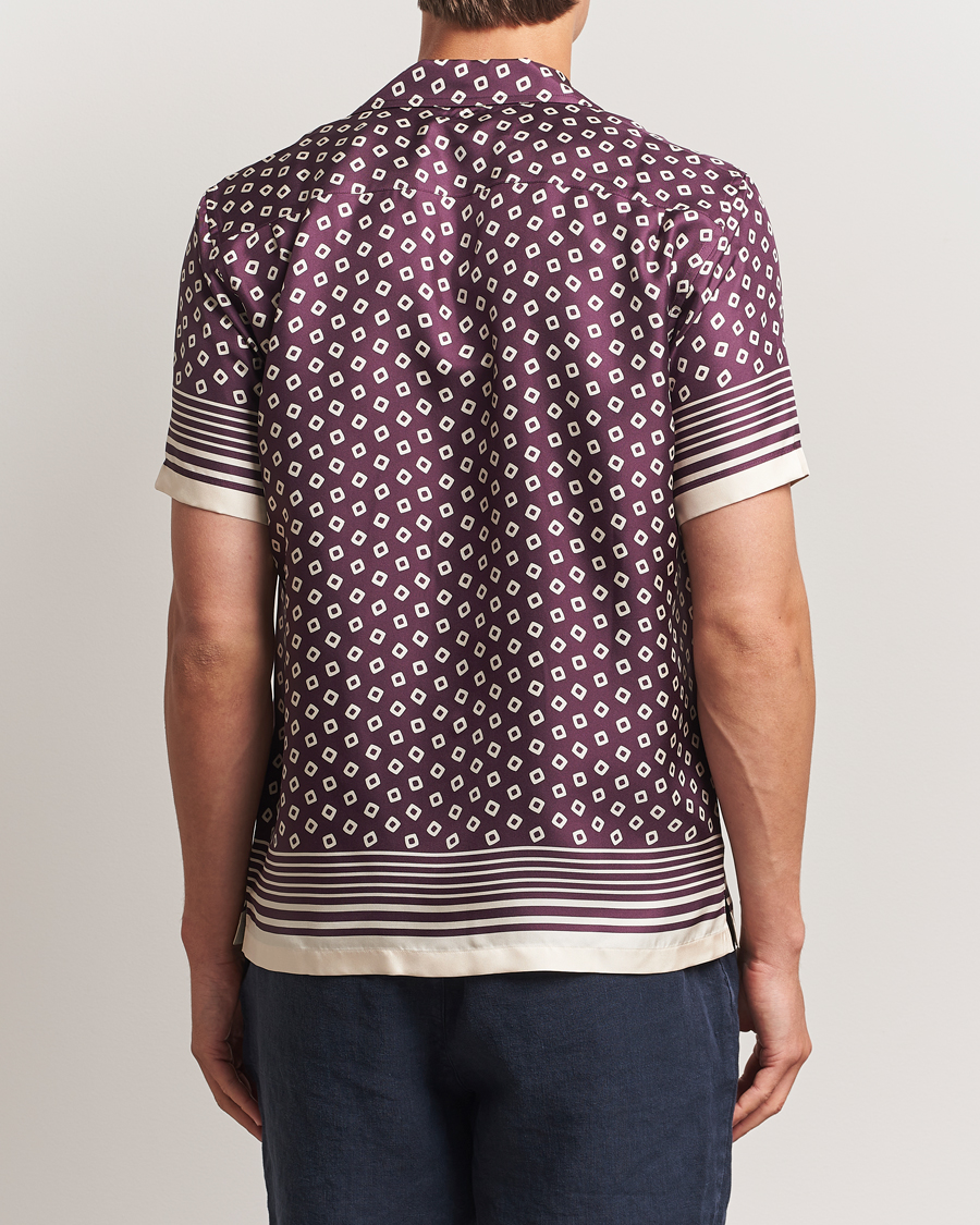 Herren | Hemden | Orlebar Brown | Maitan Silk Lumina Short Sleeve Shirt Damson/Latte