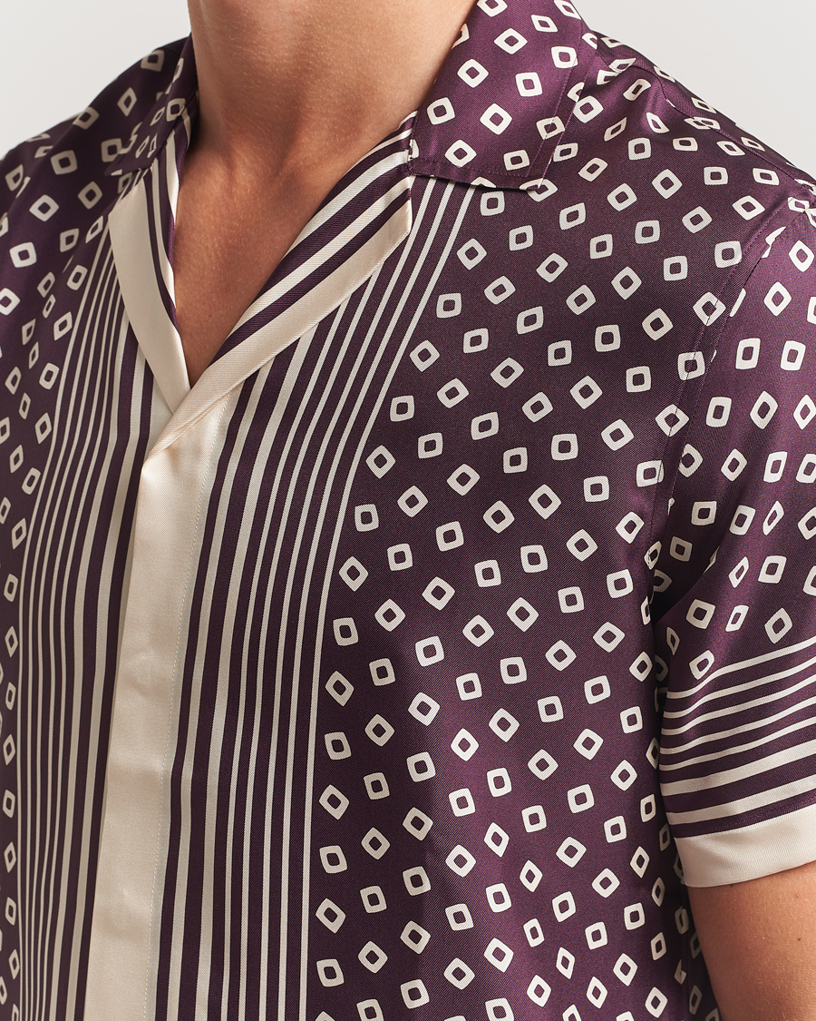 Herren | Hemden | Orlebar Brown | Maitan Silk Lumina Short Sleeve Shirt Damson/Latte