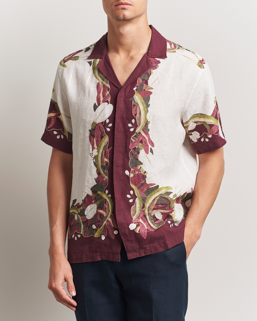 Herren | Hemden | Orlebar Brown | Maitan Orchis Short Sleeve Linen Shirt Damson