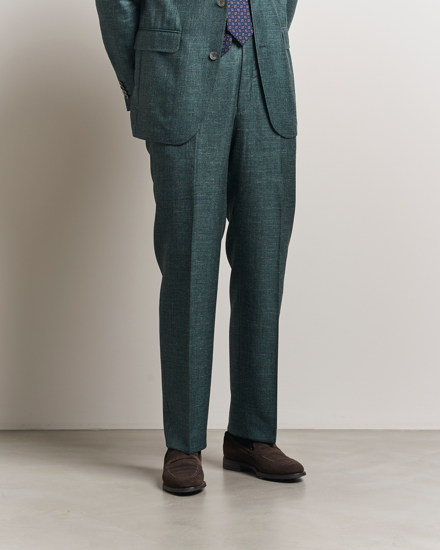 Herren | Hosen | Oscar Jacobson | Del S Wool/Silk/Linen Trousers Green