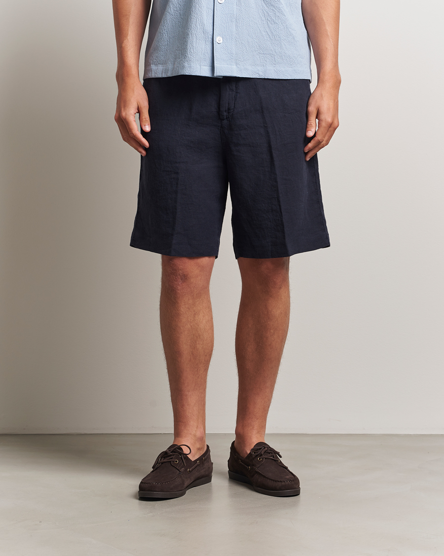 Herren | Shorts | Oscar Jacobson | James Casual Linen Shorts Navy